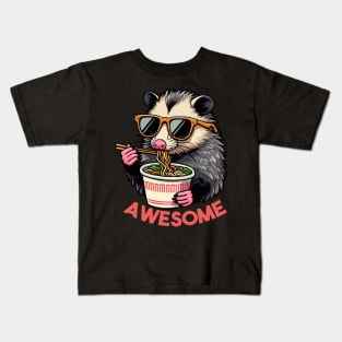 Awesome Possum Eating Ramen Kids T-Shirt